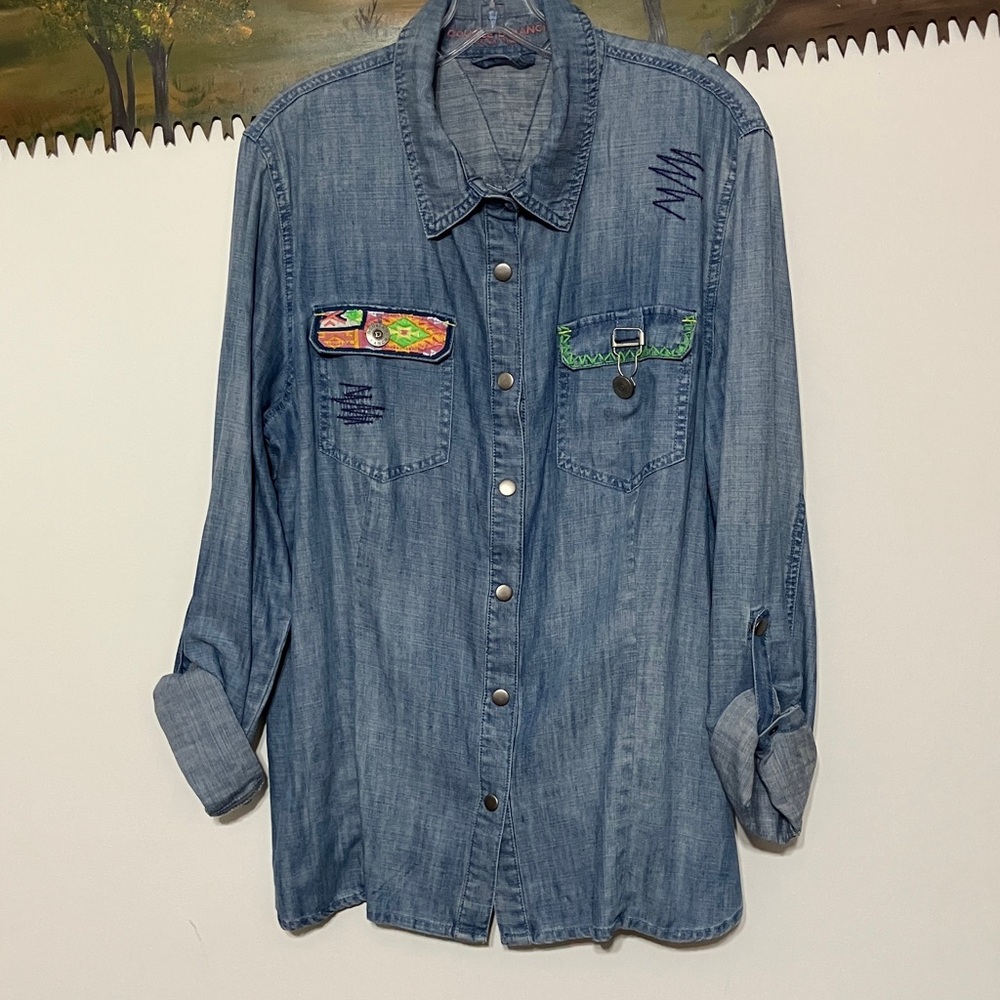 Double D Ranch Light Blue Denim Shirt size xl